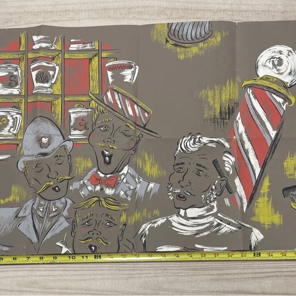 Vintage Wallpaper Sample The Warner Company Pattern 41933 Barber Shop Theme - Picture 4 of 7